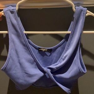 SHEIN size small blue cropped knitted shirt